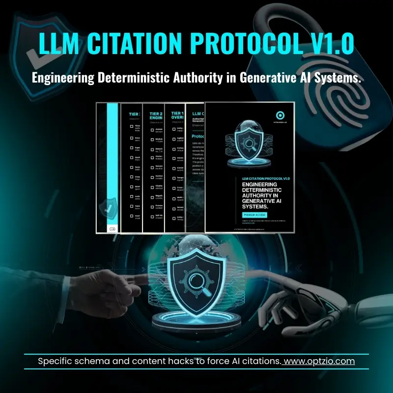 Optzio Neural Lab technical roadmap for LLM Citation Protocol v1.0, engineering deterministic brand authority and entity mapping for Generative AI systems like ChatGPT and Perplexity.