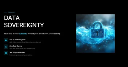 A secure lock icon made of cyan data points.